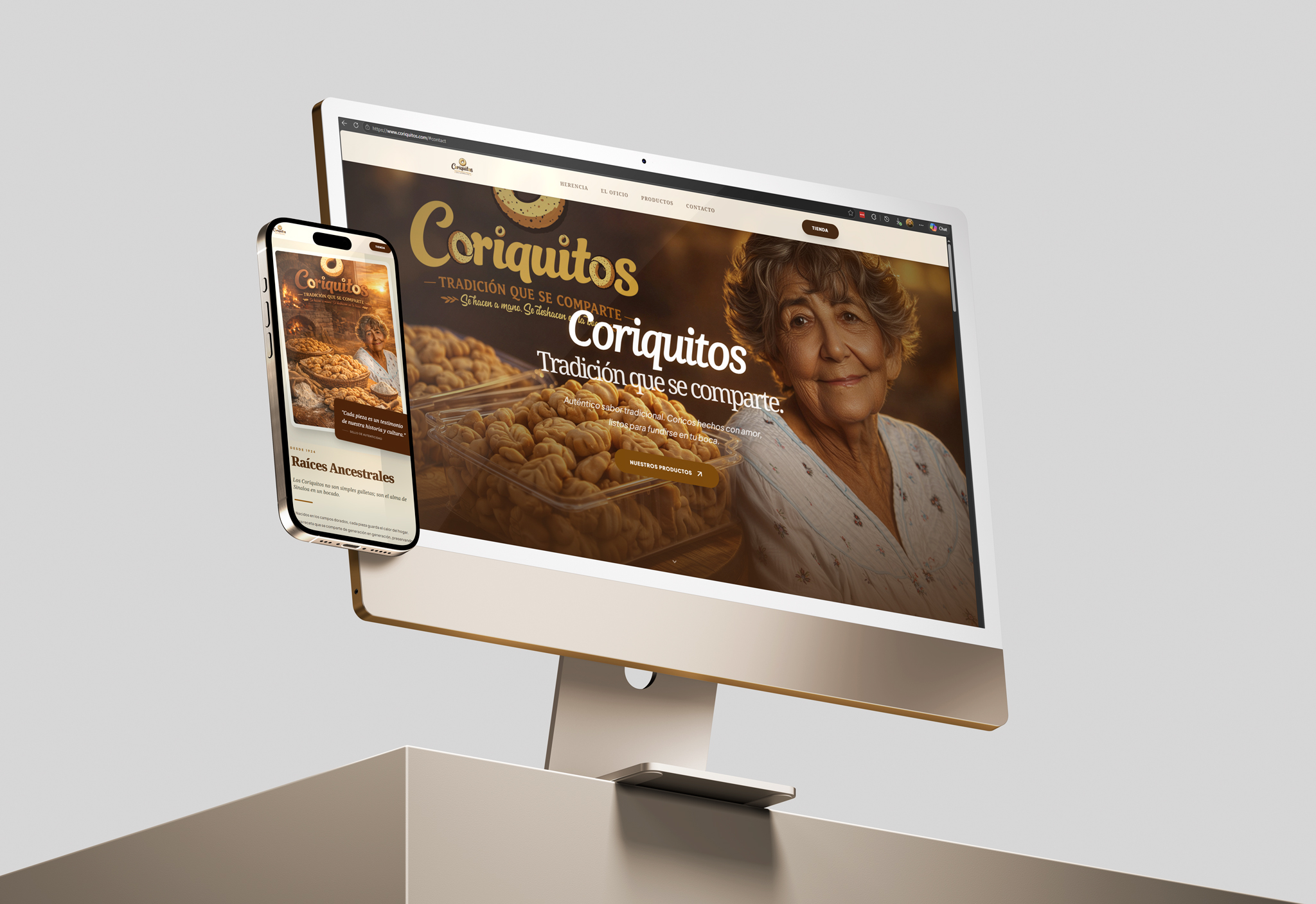 Demostración del sitio web responsivo de Coriquitos, diseñado por FOTOLIVE