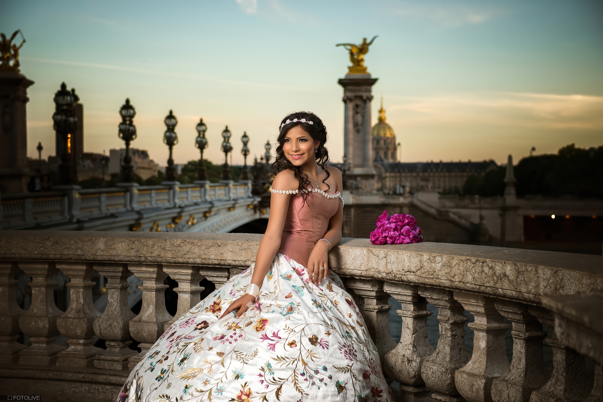 Paris Puente Alexandre Iii Vestido Floral Xv Fine Art Destino Fotolive 03